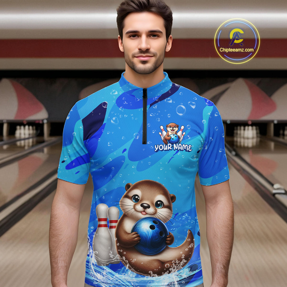 Custom Funny Otte Bowling Jersey for Men Bowling Team Shirts Bowling Gifts Polo & 1/4 Zip HNT269