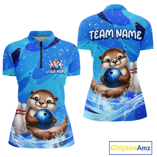 Custom Funny Otte Bowling Jersey for Women Bowling Team Shirts Bowling Gifts Polo & 1/4 Zip HNT269