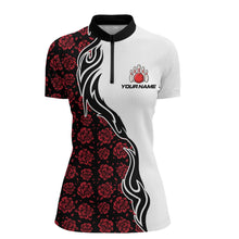 Load image into Gallery viewer, Custom Red Rose Flowers Bowling Jersey for Women Polo &amp; 1/4 Zip Bowling Team Shirts HNT212