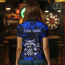 Load image into Gallery viewer, Custom Blue Raccoon Funny Dart Shirt Dart Team Jersey for Women Dartboard Polo &amp; 1/4 Zip Shirts NNT170