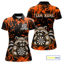 Load image into Gallery viewer, Custom Orange Raccoon Funny Dart Shirt Dart Team Jersey for Women Dartboard Polo &amp; 1/4 Zip Shirts NNT170