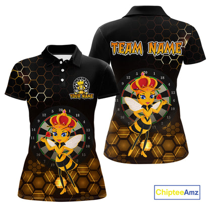 Custom Funny Queen Bee Dart Shirt Dart Team Jersey for Women Dartboard Polo & 1/4 Zip Shirts NNT165