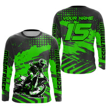Load image into Gallery viewer, Personalized Green Motocross Shirts Off-Road Dirt Bike Shirt Kid Men Women UPF30+ DNT16