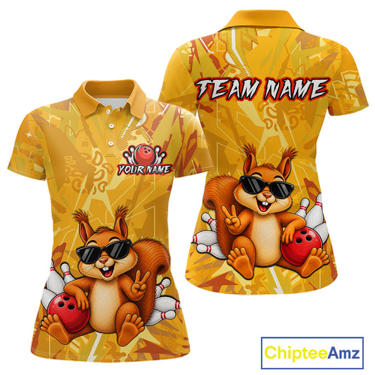 Funny Squirrel Custom Bowling Jersey for Women Bowling Team Shirts Bowling League HNT303