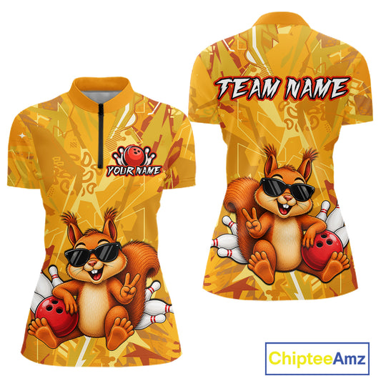 Funny Squirrel Custom Bowling Jersey for Women Bowling Team Shirts Bowling League HNT303