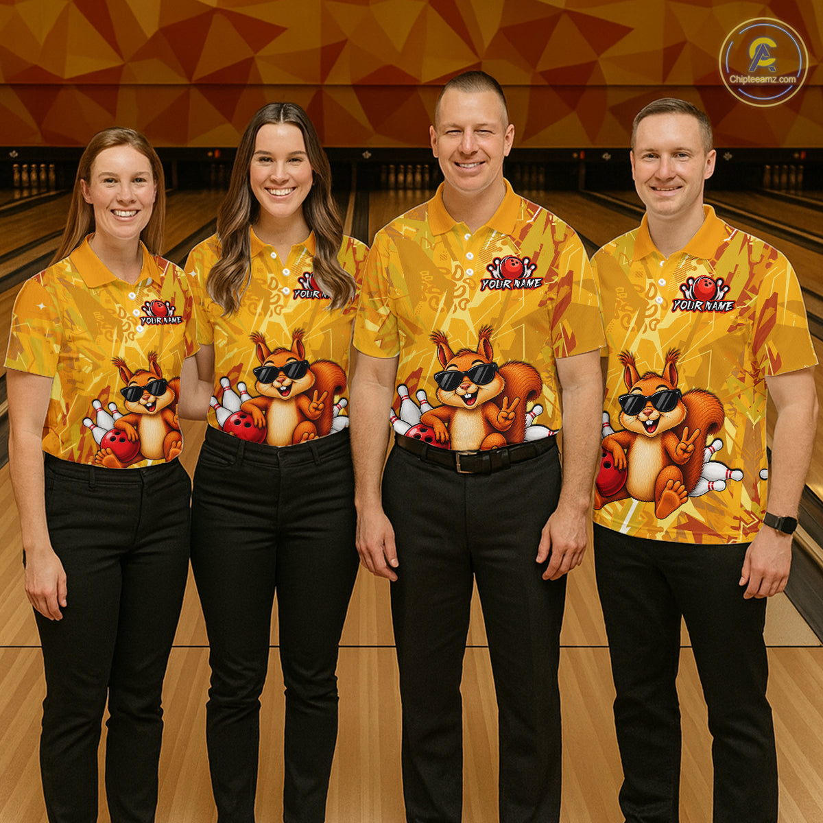 Funny Squirrel Custom Bowling Jersey for Men Bowling Team Shirts Bowling League HNT303