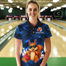 Load image into Gallery viewer, Blue Squirrel Funny Custom Bowling Jersey for Women Bowling Team Shirts Bowling League HNT304