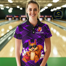 Load image into Gallery viewer, Purple Squirrel Funny Custom Bowling Jersey for Women Bowling Team Shirts Bowling League HNT304
