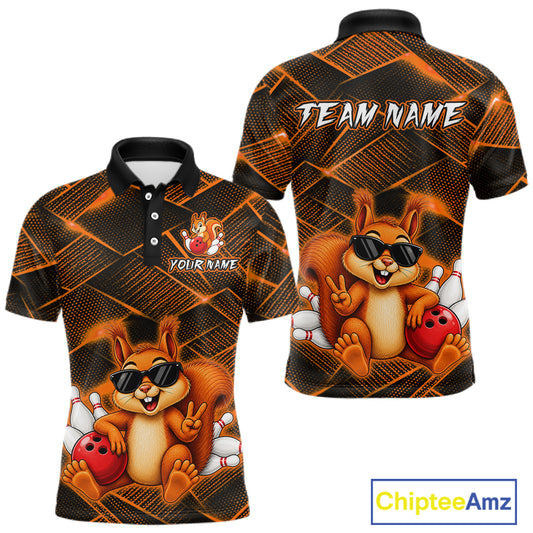 Orange Squirrel Funny Custom Bowling Jersey for Men Bowling Team Shirts Bowling League HNT304