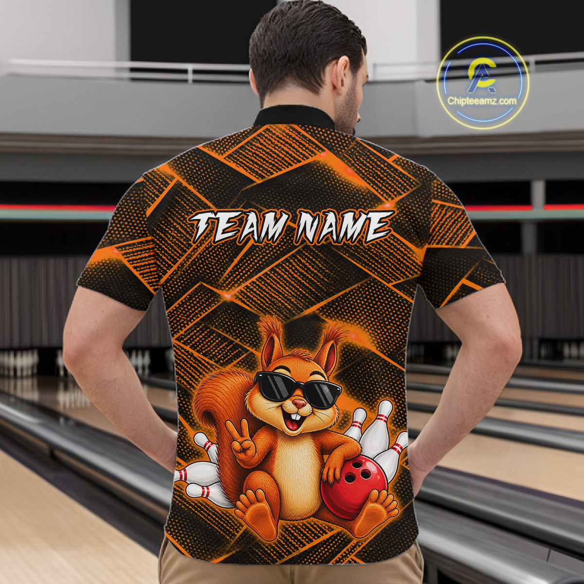 Orange Squirrel Funny Custom Bowling Jersey for Men Bowling Team Shirts Bowling League HNT304
