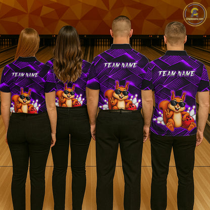Purple Squirrel Funny Custom Bowling Jersey for Women Bowling Team Shirts Bowling League HNT304