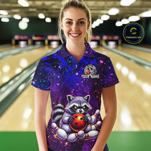 Load image into Gallery viewer, Custom Funny Raccoon Bowling Jersey for Women Bowling Tournament Polo &amp; 1/4 Zip Bowling Team Shirts HNT216