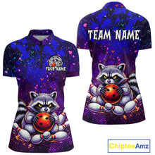 Load image into Gallery viewer, Custom Funny Raccoon Bowling Jersey for Women Bowling Tournament Polo &amp; 1/4 Zip Bowling Team Shirts HNT216