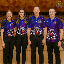 Load image into Gallery viewer, Custom Funny Raccoon Bowling Jersey for Men Bowling Tournament Polo &amp; 1/4 Zip Bowling Team Shirts HNT216