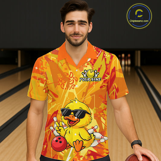 Custom Yellow Duck Hawaiian Bowling Jersey for Men Women Bowling Team Shirts Bowling League HNT236