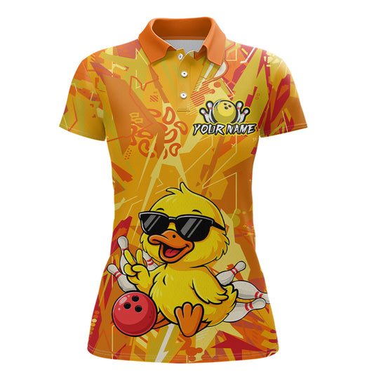 Custom Yellow Funny Duck Bowling Jersey for Women Bowling Uniform Polo & 1/4 Zip Bowling Team Shirts HNT236