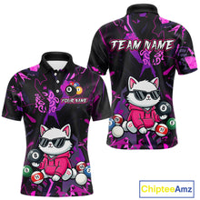 Load image into Gallery viewer, Custom Pink Cat Funny 8 Ball Pool Shirts Billiard Shirt for Men Billiard Team Jersey League NNT175