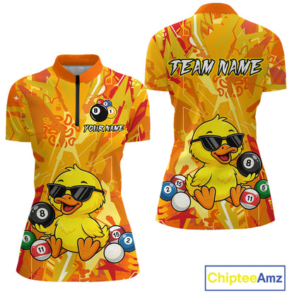 Custom Yellow Duck Funny 8 Ball Pool Shirts Billiard Shirt for Women Billiard Team Jersey League NNT174