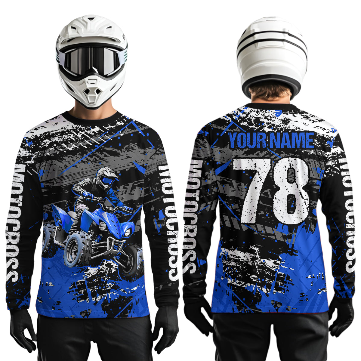 Custom Blue ATV Motocross Shirts Kid Adult Motocross Off-Road Quad Bike Shirt UPF30+ DNT62