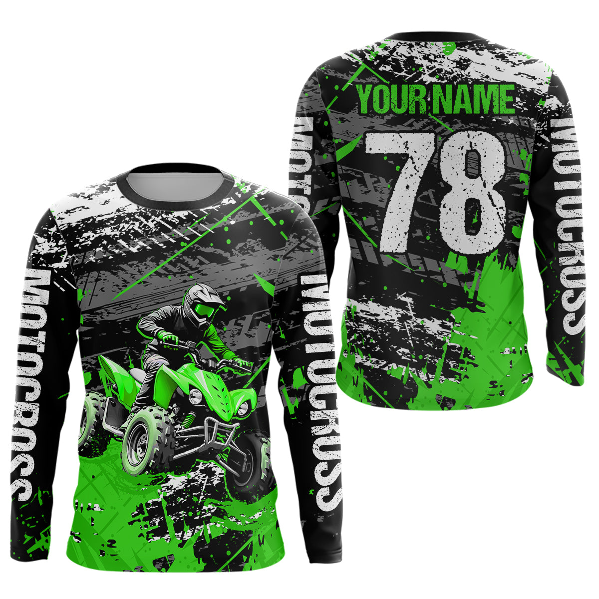 Custom Green ATV Motocross Shirts Kid Adult Motocross Off-Road Quad Bike Shirt UPF30+ DNT62