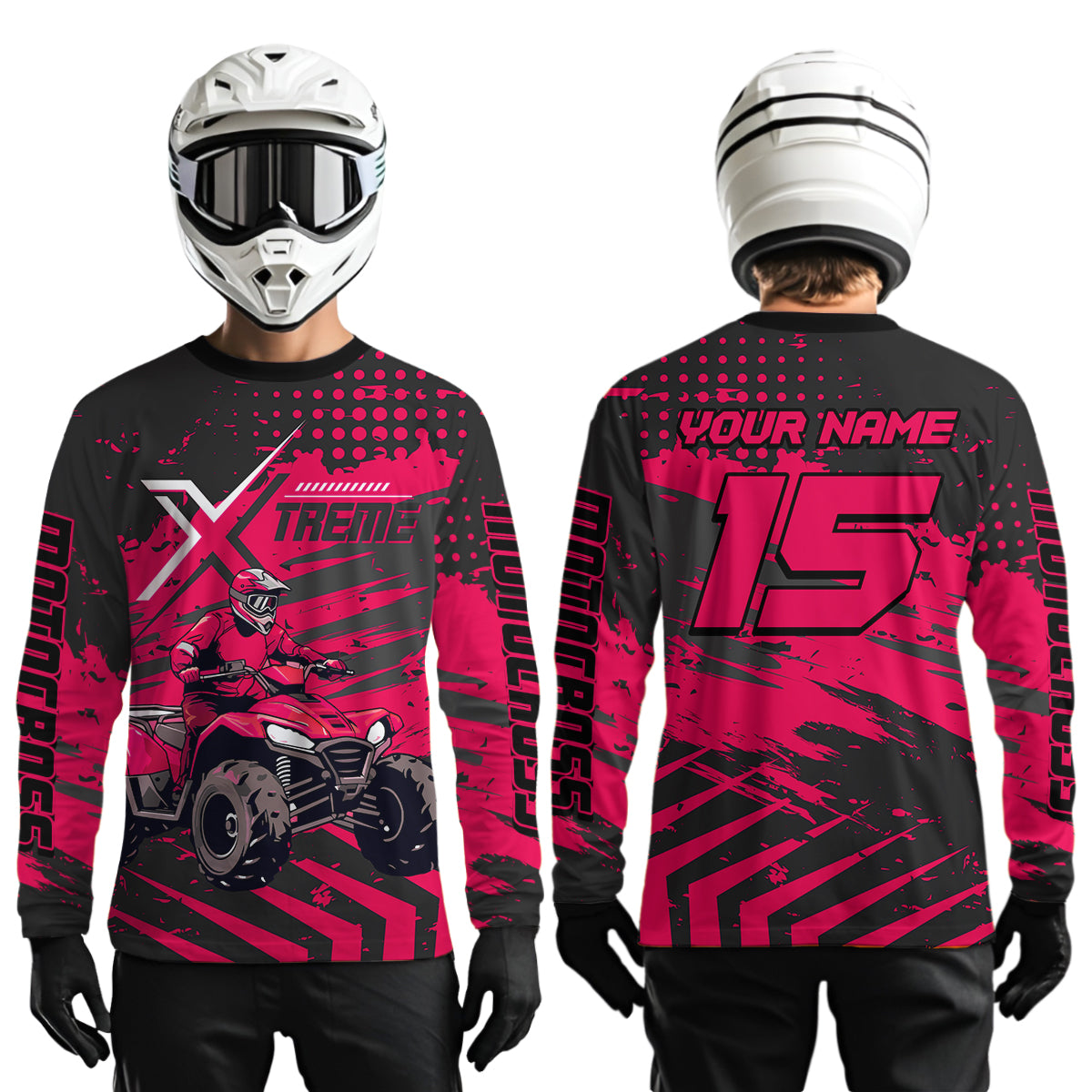 Custom Pink Off-Road Quad Bike Shirt Extreme ATV Motocross Shirts Kid Men Women UPF30+ DNT79