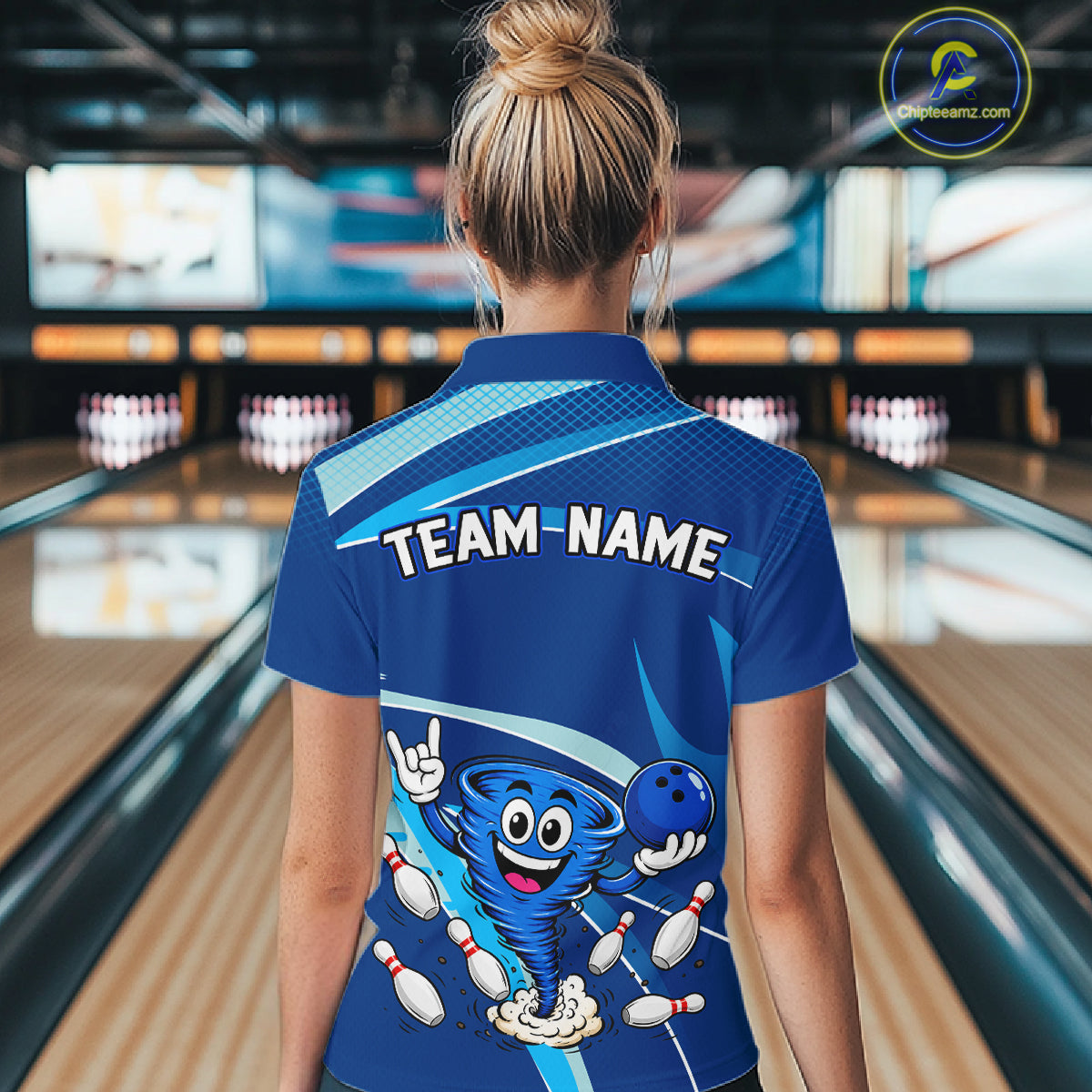 Custom Funny Tornado Bowling Jersey for Women Bowling Team Shirts Bowling League Polo & 1/4 Zip HNT488