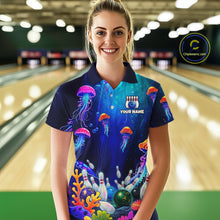 Load image into Gallery viewer, Custom Jellyfish Bowling Jersey for Women Ocean Theme Bowling Team Shirt Bowling League HNT272