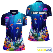 Load image into Gallery viewer, Custom Jellyfish Bowling Jersey for Women Ocean Theme Bowling Team Shirt Bowling League HNT272