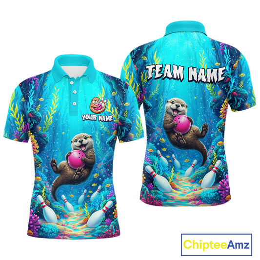 Custom Ocean Funny Otte Bowling Jersey for Men Funny Bowling Team Shirts Bowling Uniform HNT273