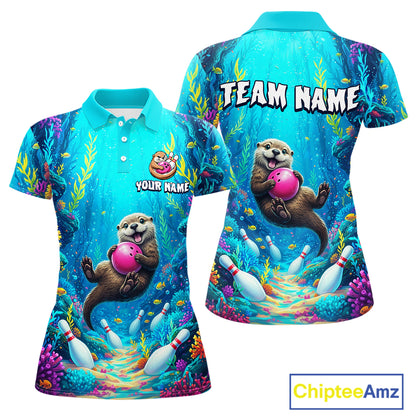 Custom Ocean Funny Otte Bowling Jersey for Women Funny Bowling Team Shirts Bowling Uniform HNT273