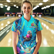 Load image into Gallery viewer, Custom Ocean Funny Otte Bowling Jersey for Women Funny Bowling Team Shirts Bowling Uniform HNT273