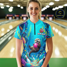 Load image into Gallery viewer, Custom Ocean Funny Otte Bowling Jersey for Women Funny Bowling Team Shirts Bowling Uniform HNT273