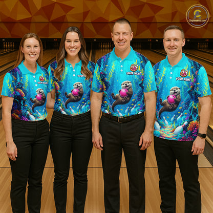 Custom Ocean Funny Otte Bowling Jersey for Women Funny Bowling Team Shirts Bowling Uniform HNT273