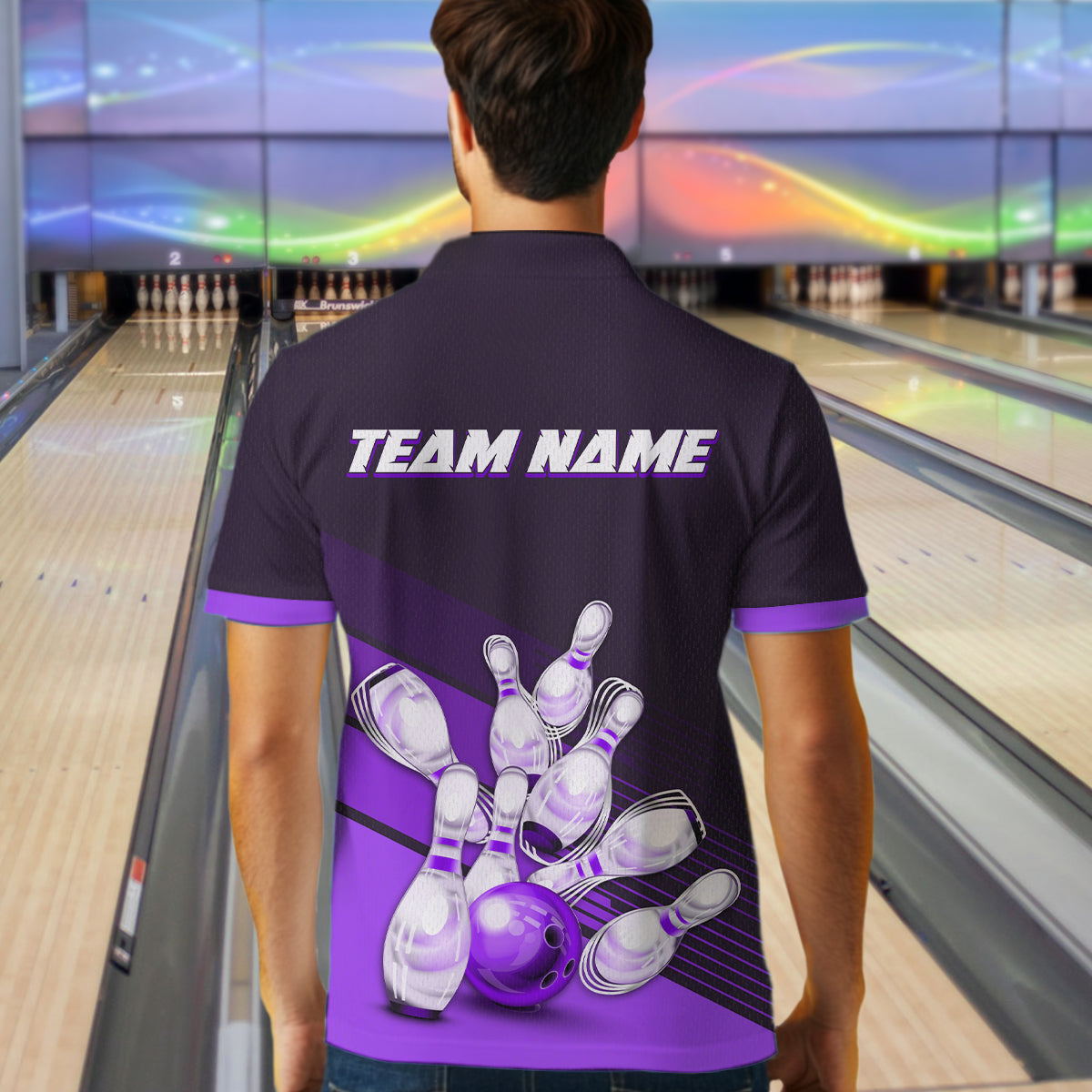 Purple Bowling Jersey for Men Custom Bowling Team Shirts Bowling League Polo & 1/4 Zip HNT166