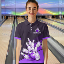 Load image into Gallery viewer, Purple Bowling Jersey for Women Custom Bowling Team Shirts Bowling League Polo &amp; 1/4 Zip HNT166
