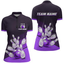 Load image into Gallery viewer, Purple Bowling Jersey for Women Custom Bowling Team Shirts Bowling League Polo &amp; 1/4 Zip HNT166