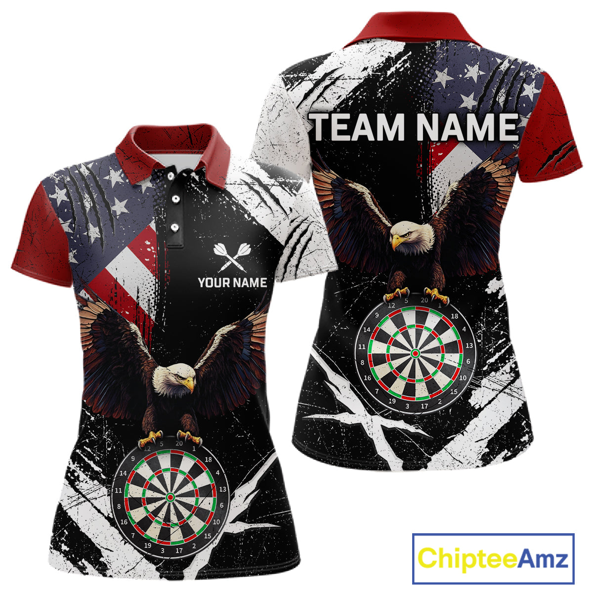 Custom US Flag Eagle Dart Shirt for Women Dartboard Shirt Dart Jerseys Gift for Team Polo &1/4 Zip NNT110