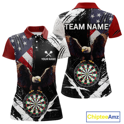 Custom US Flag Eagle Dart Shirt for Women Dartboard Shirt Dart Jerseys Gift for Team Polo &1/4 Zip NNT110