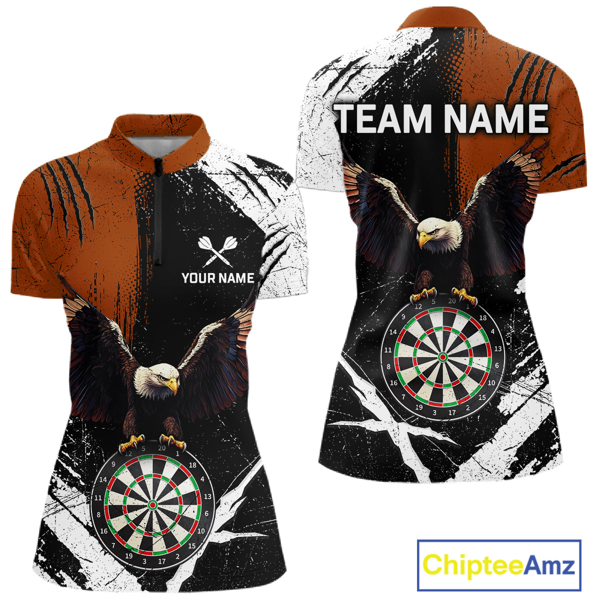Custom Orange Eagle Dart Shirt for Women Dartboard Shirt Dart Jerseys Gift for Team Polo &1/4 Zip NNT110