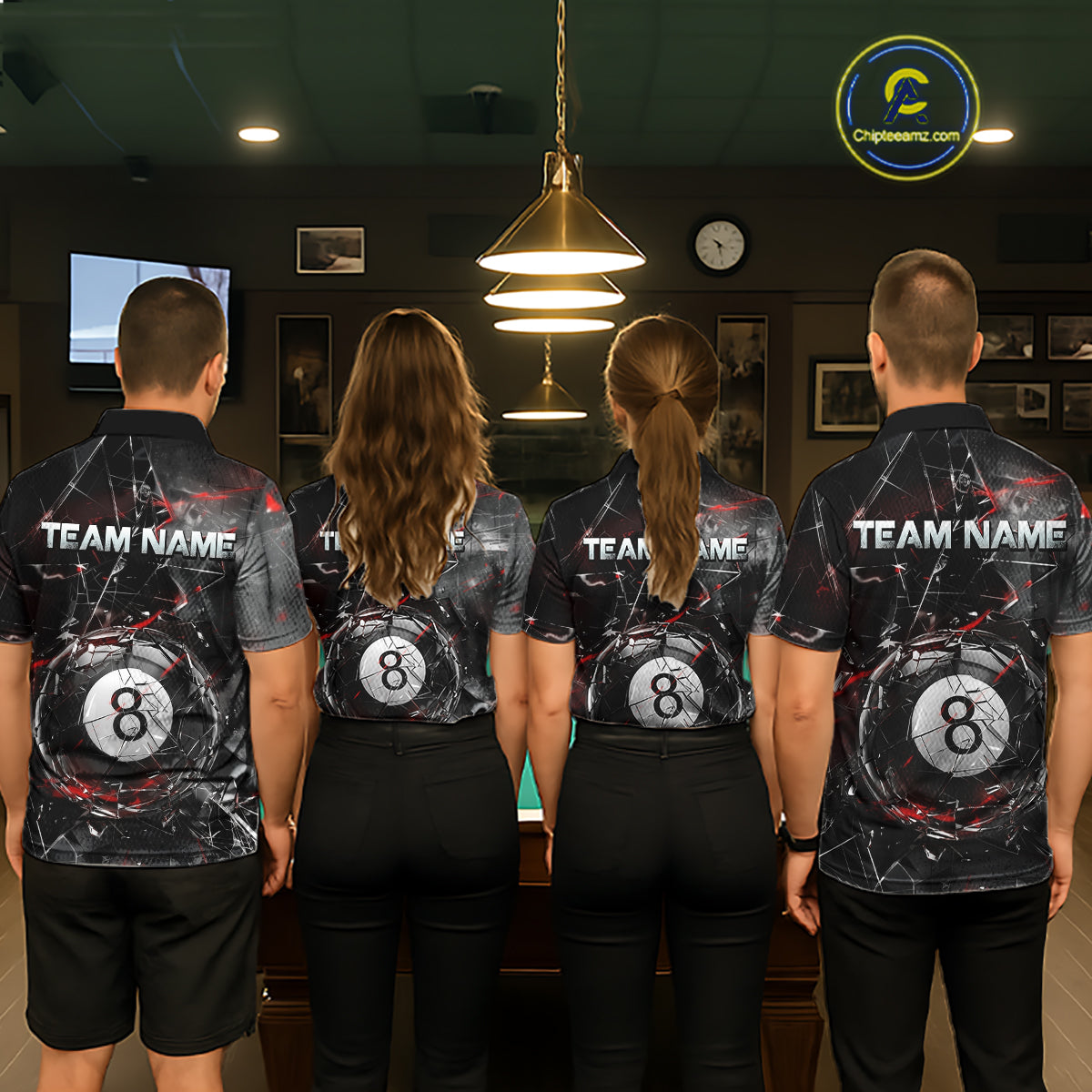 Custom Broken Glass 8 Ball Billiard Shirt for Men Billiard Team Jersey Billiard League NNT193