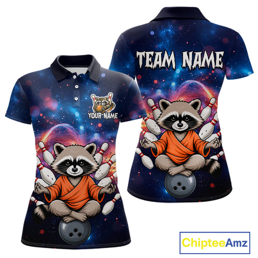 Custom Galaxy Funny Zen Raccoon Bowling Shirt for Women Bowling Team Shirts Bowling Outfit HNT313