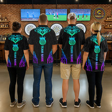Load image into Gallery viewer, Custom Neon Black Crown Dart Shirts for Men Darts Team Jerseys Dart League Polo &amp; 1/4 Zip NNT140