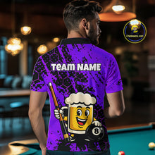 Load image into Gallery viewer, Custom Funny Purple Beer 8 Ball Pool Billiard Shirt for Men Polo &amp; 1/4 Zip, Billiard Team Jerseys NNT147