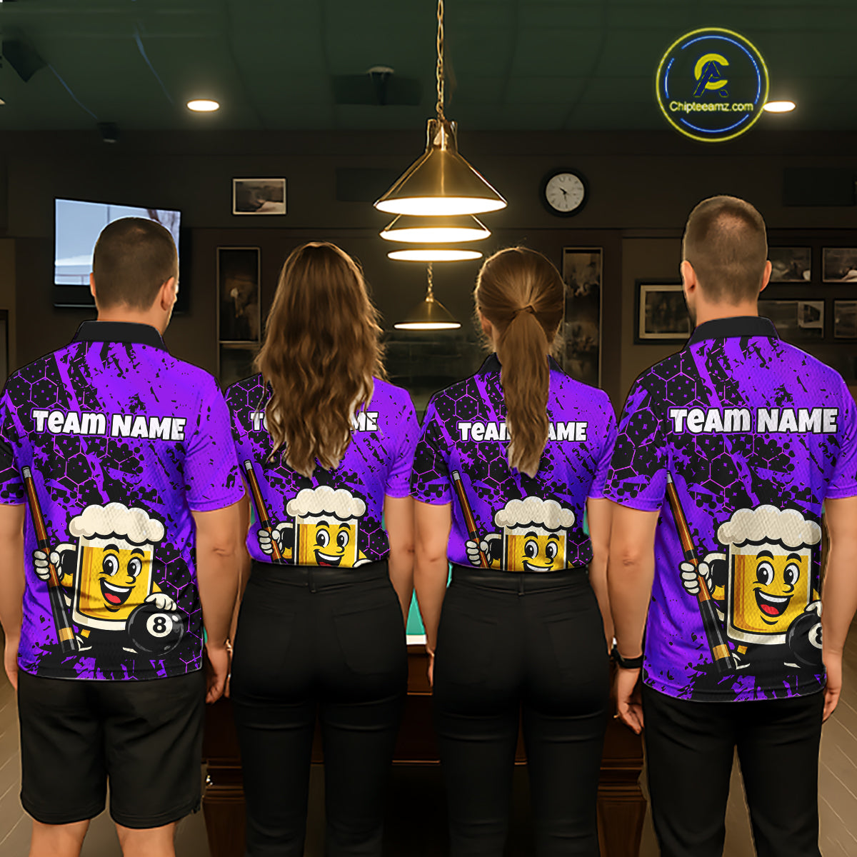 Custom Funny Purple Beer 8 Ball Pool Billiard Shirt for Women Polo & 1/4 Zip, Billiard Team Jerseys NNT147