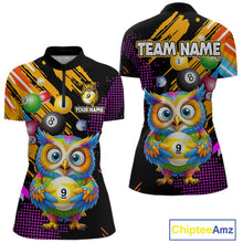 Load image into Gallery viewer, Custom Funny Colorful Owl 9 Ball Pool Billiard Shirt for Women Billiard Team Jersey Polo &amp; 1/4 Zip NNT156