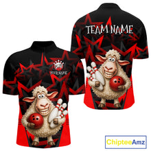 Load image into Gallery viewer, Black and red sports jersey with cartoon sheep design on a white background