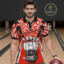 Load image into Gallery viewer, Custom Red Funny Bowling Jersey for Men Bowling Team Shirts Bowling League Polo &amp; 1/4 Zip HNT155