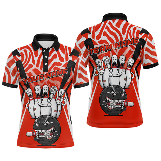 Custom Red Funny Bowling Jersey for Men Bowling Team Shirts Bowling League Polo & 1/4 Zip HNT155