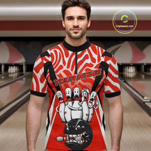 Load image into Gallery viewer, Custom Red Funny Bowling Jersey for Men Bowling Team Shirts Bowling League Polo &amp; 1/4 Zip HNT155