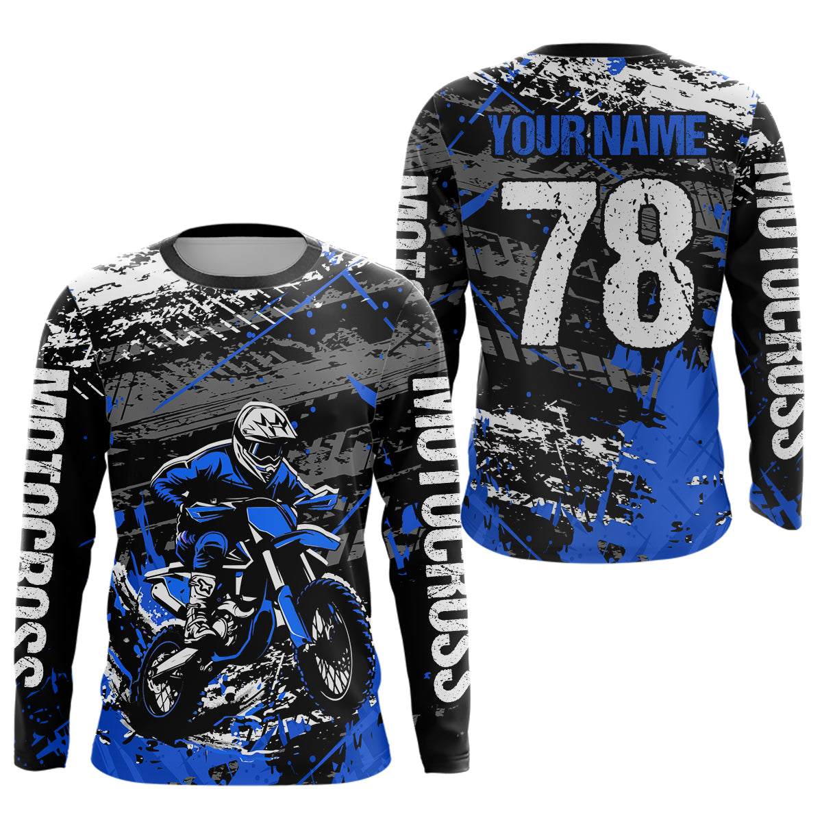 Blue Youth Dirt Bike Jersey Adult Kid Upf30+ Customized Motocross Jersey Off-Roading Jersey DNT48